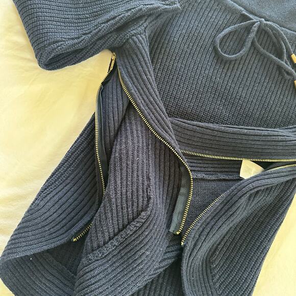 Kookai Navy Wool Chunky Knit Cowl Neck Sweater Size M - Picture 11 of 15